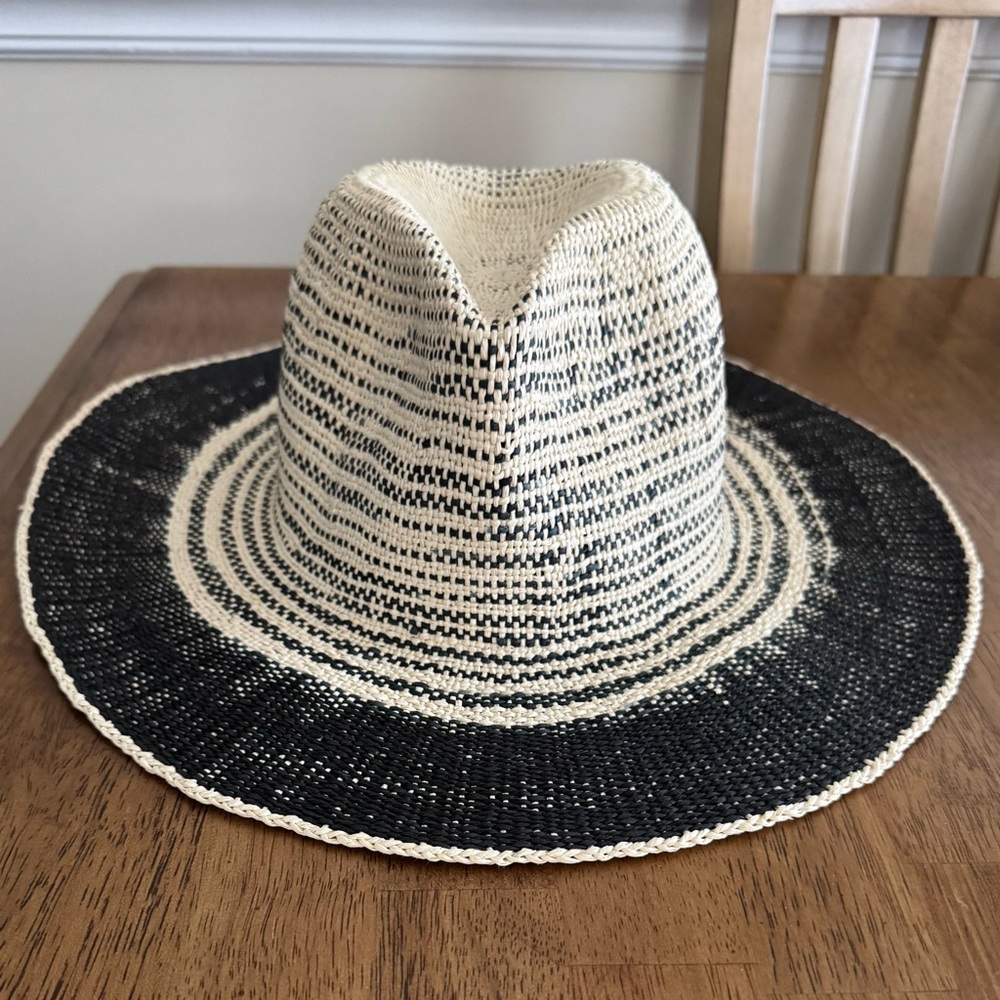 Free People Beige and Black Woven Hat